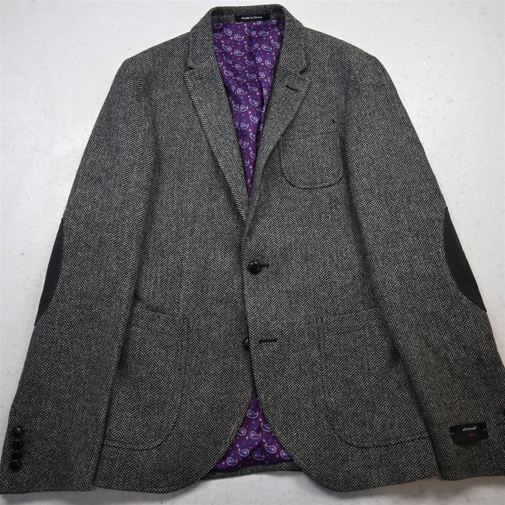NEW Altamoda 38R Gray Herringbone Wool Tweed Soft Shoulder Blazer Sport Coat